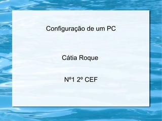 Configuração de um PC Cátia Roque  Nº1 2º CEF 