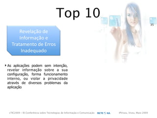 cTIC2009 - Segurança em Aplicações Web-based e RIA