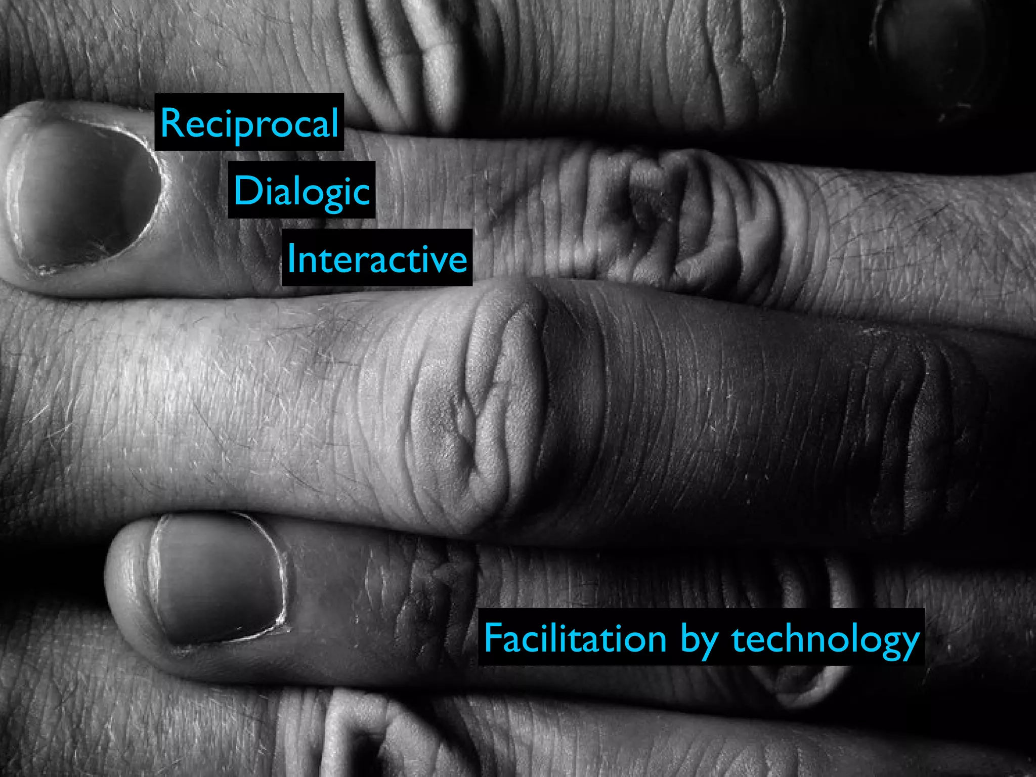 Reciprocal
    Dialogic
       Interactive




                     Facilitation by technology
 