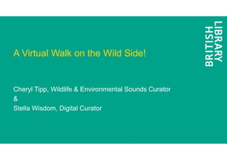 A Virtual Walk on the Wild Side!
Cheryl Tipp, Wildlife & Environmental Sounds Curator
&
Stella Wisdom, Digital Curator
 
