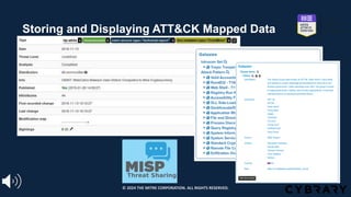 Storing and Displaying ATT&CK Mapped Data
© 2024 THE MITRE CORPORATION. ALL RIGHTS RESERVED.
 