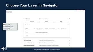 Choose Your Layer in Navigator
Now with
domains and
versions
© 2024 THE MITRE CORPORATION. ALL RIGHTS RESERVED.
 