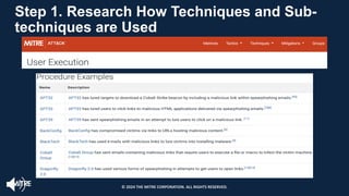 Step 1. Research How Techniques and Sub-
techniques are Used
© 2024 THE MITRE CORPORATION. ALL RIGHTS RESERVED.
 