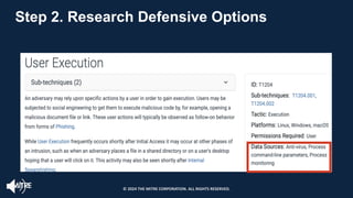 Step 2. Research Defensive Options
© 2024 THE MITRE CORPORATION. ALL RIGHTS RESERVED.
 