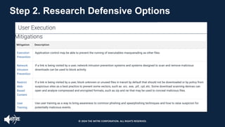 Step 2. Research Defensive Options
© 2024 THE MITRE CORPORATION. ALL RIGHTS RESERVED.
 