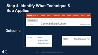 Techniques: 16
Outcome
Step 4. Identify What Technique &
Sub Applies
© 2024 THE MITRE CORPORATION. ALL RIGHTS RESERVED.
 