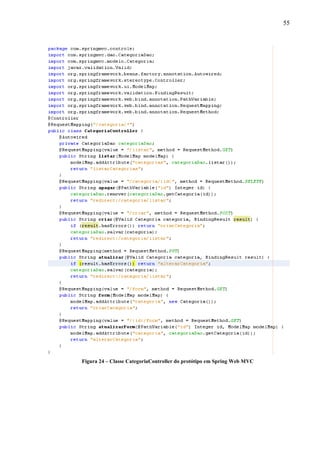 55
Figura 24 – Classe CategoriaController do protótipo em Spring Web MVC
 