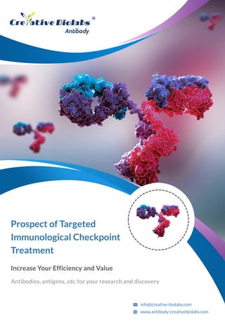 Antibodies, antigens, etc. for your research and discovery
Increase Your Efficiency and Value
info@creative-biolabs.com
www.antibody-creativebiolabs.com
Prospect of Targeted
Immunological Checkpoint
Treatment
 