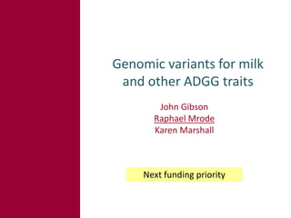 Tropical dairy genomics 