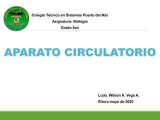 Colegio Técnico en Sistemas Puerto del Mar
Asignatura: Biología
Grado 8vo
Lcdo. Wilson H. Vega A.
B/tura mayo de 2020
 