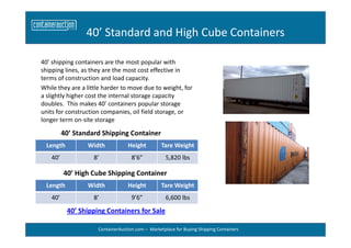 Types, Uses, and Dimensions of Shipping Containers | PDF