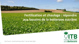 Paul Tauvel – Comité technique Nord – Pas-de-Calais 2024
1
Fertilisation et chaulage : répondre
aux besoins de la betterave sucrière
 