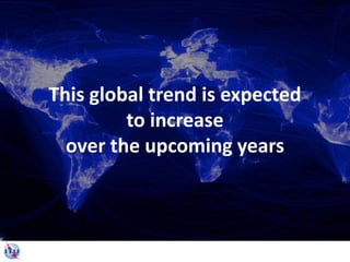 This global trend is expected
to increase
over the upcoming years
 