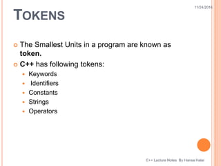 C++ tokens and expressions | PPT