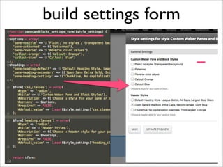 build settings form
 