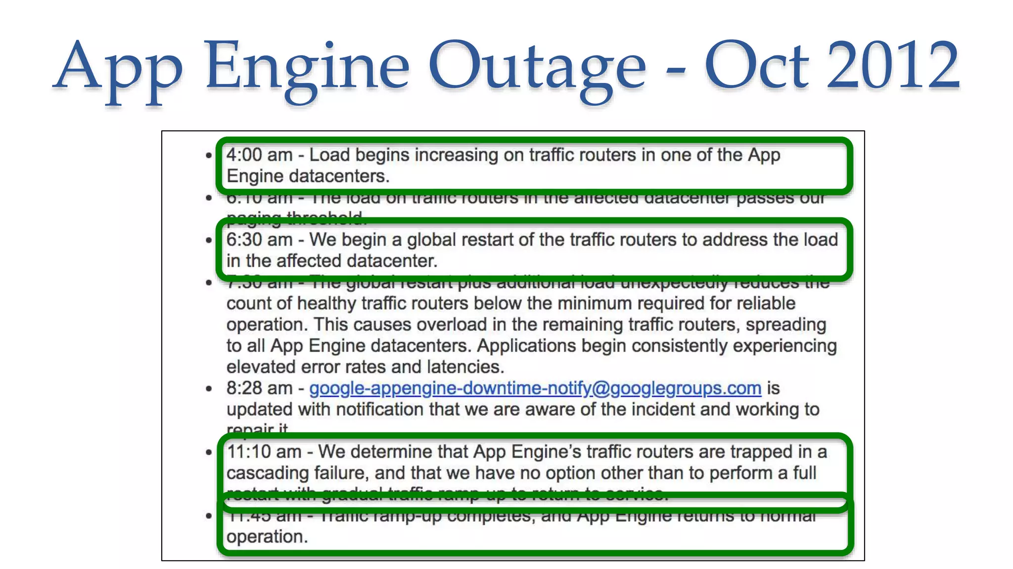 App Engine Outage - Oct 2012
 