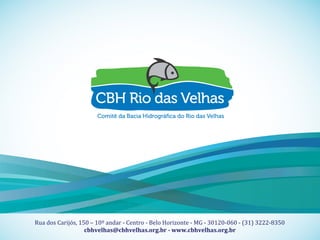 11
Título Fonte Museo 500 regular corpo 20
Sub-Título Fonte Museo 100 regular corpo 16
Apoio Técnico Realização
Rua dos Carijós, 150 – 10º andar - Centro - Belo Horizonte - MG - 30120-060 - (31) 3222-8350
cbhvelhas@cbhvelhas.org.br - www.cbhvelhas.org.br
 