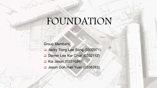 Group Members:
 Jacky Tiong Lee Song (0332971)
 Darren Lee Kar Chun (0332112)
 Kia Jason (0331624)
 Jason Goh Han Yuan (0336283)
 