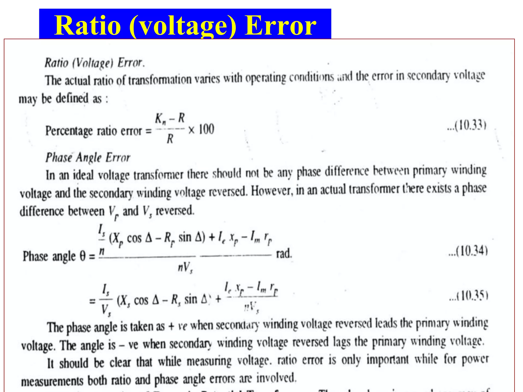 Ratio (voltage) Error
 