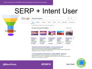 SERP + Intent User
El arte de esculpir en las SERPs ante determinadas intenciones de búsqueda
User Intent@ManuPerez #DSM18
 