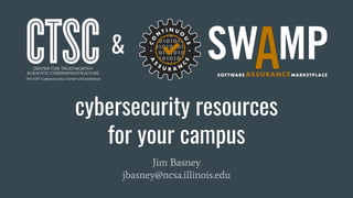Jim Basney
jbasney@ncsa.illinois.edu
&
cybersecurity resources
for your campus
 