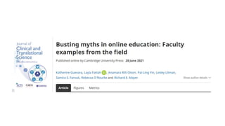 CTSI ERC: Busting Myths in Online Education