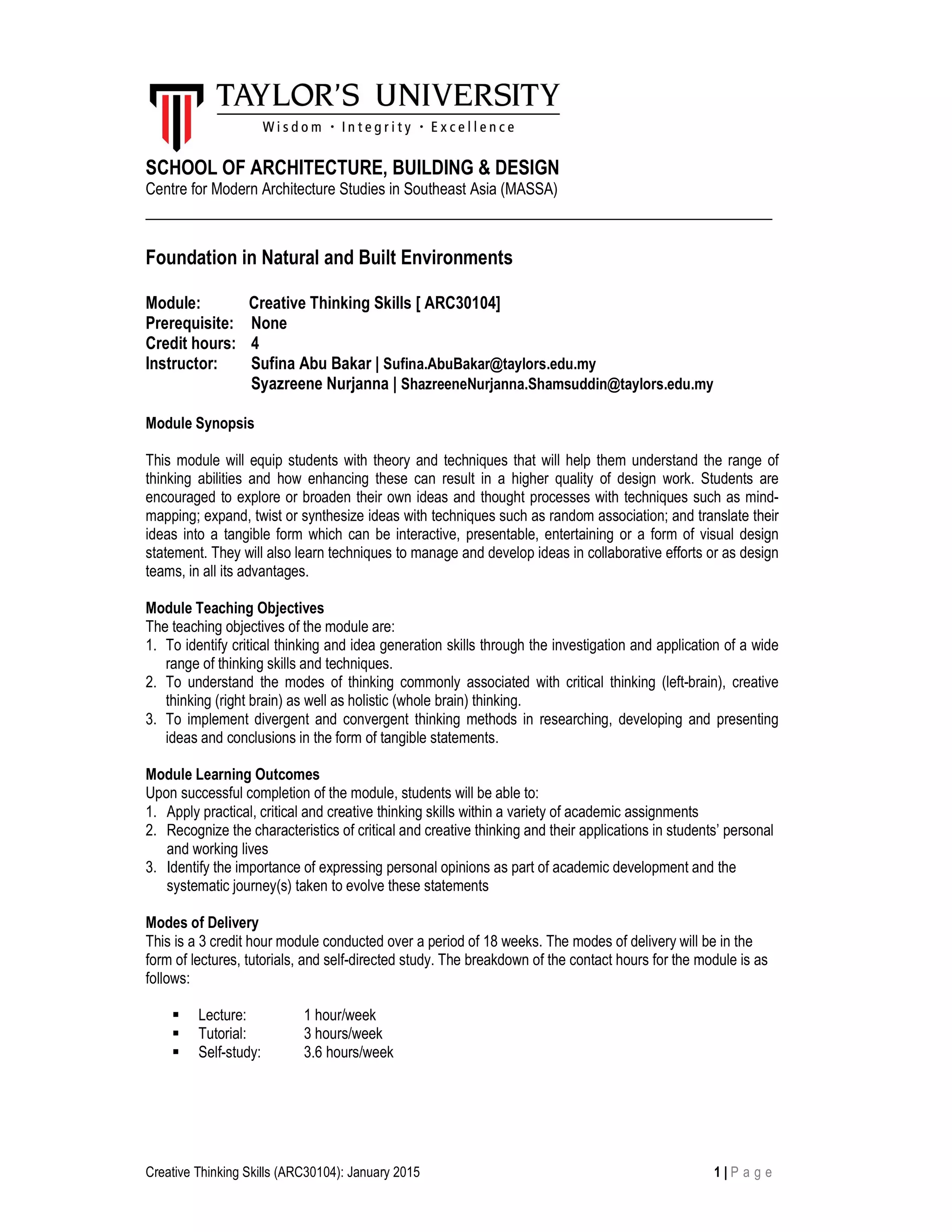 Cts module outline january 2015 | PDF