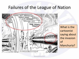 bazleebakhtiar/2013
Failures of the League of Nation
What is the
cartoonist
saying about
the invasion
of
Manchuria?
 