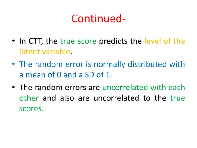 Classical Test Theory (CTT)- By Dr. Jai Singh | PPTX | Standardized ...