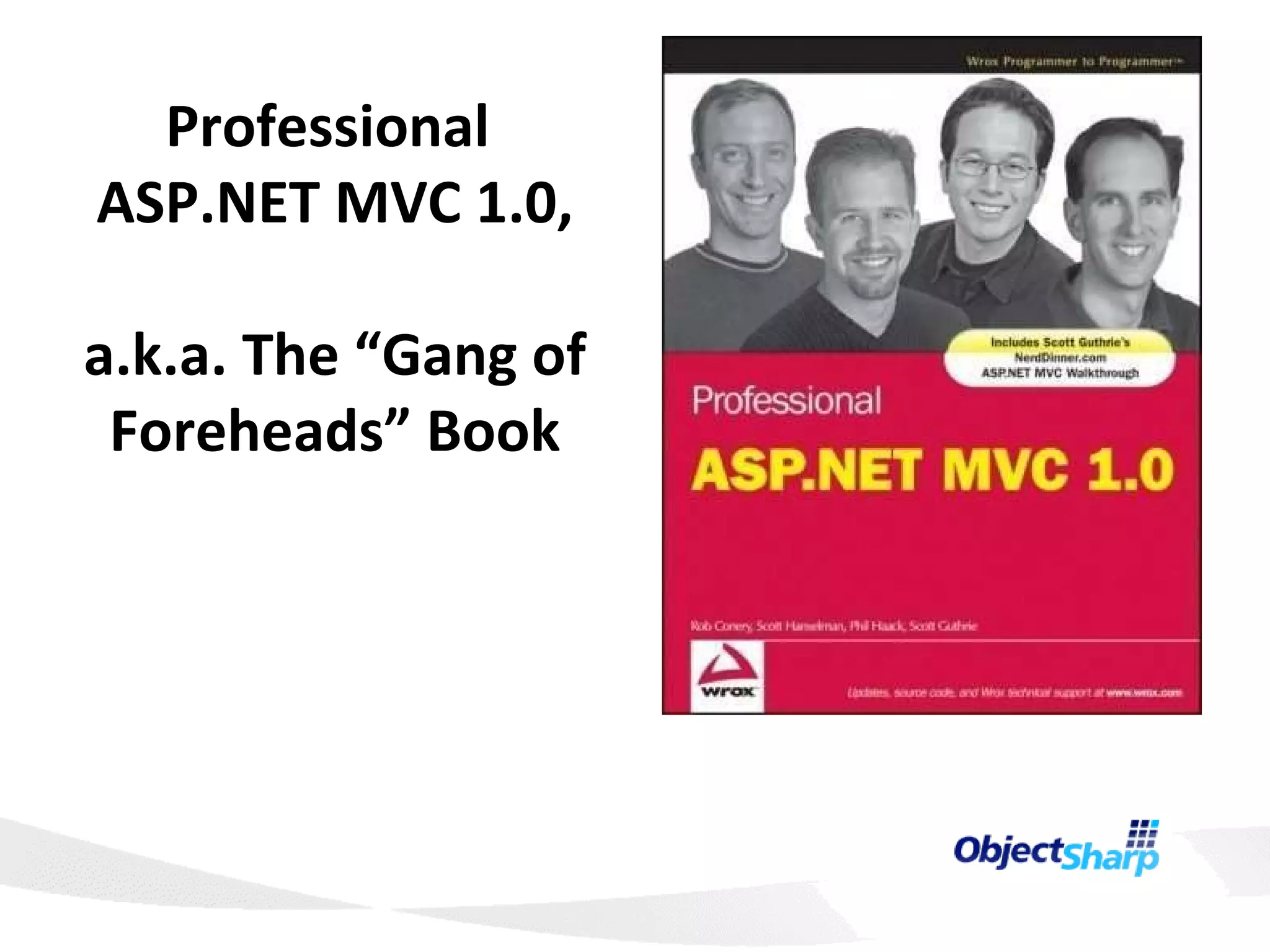 Professional  ASP.NET MVC 1.0, a.k.a. The “Gang of Foreheads” Book 