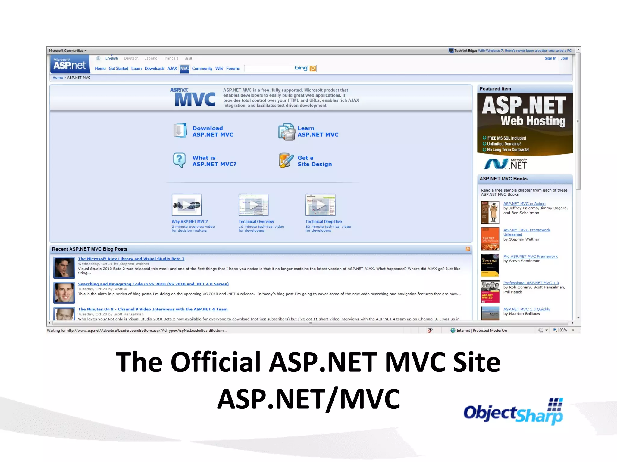 The Official ASP.NET MVC Site ASP.NET/MVC 
