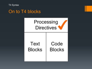 T4 SyntaxOn to T4 blocks
