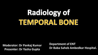 Moderator: Dr Pankaj Kumar
Presenter: Dr Yasha Gupta
Department of ENT
Dr Baba Saheb Ambedkar Hospital.
 