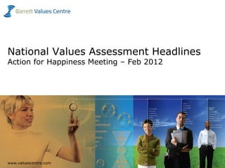 National Values Assessment Headlines
Action for Happiness Meeting – Feb 2012




  www.valuescentre.com
www.valuescentre.com                      1
www.valuescentre.com
 