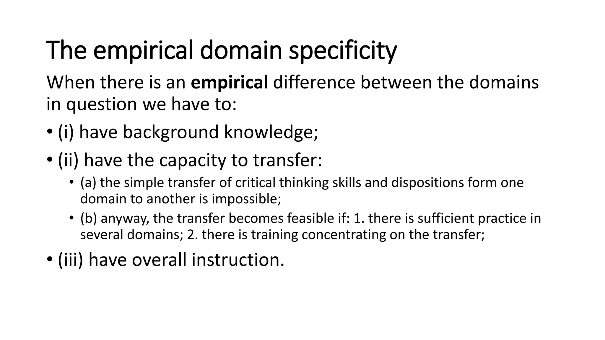 The transfer and transferability of critical thinking skills | PPTX