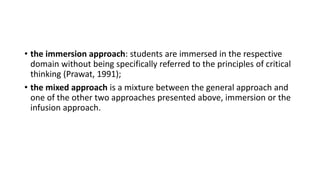 The transfer and transferability of critical thinking skills | PPTX