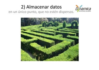 2) Almacenar datos
en un único punto, que no estén dispersos.
 