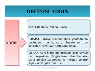 DEFINISI ADDIN




ADDIN
ADDIN




           cahaYa petuNjuk_ctu085/jun2011
 