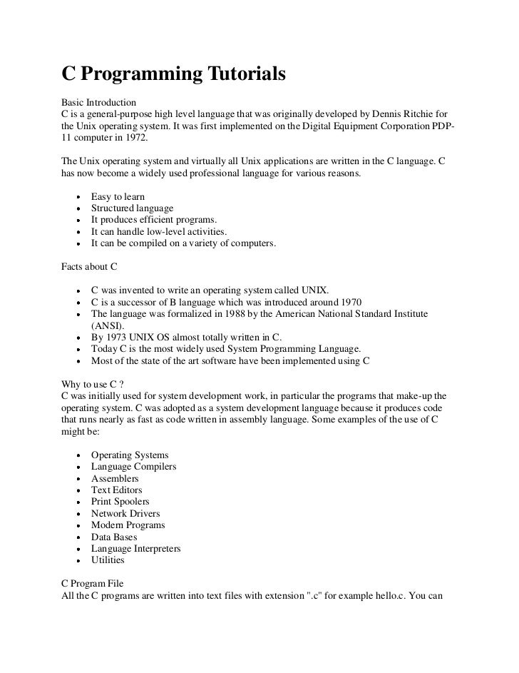 C tutorials