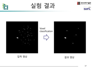 실험 결과 
입력 영상 
Voxel 
classification 
결과 영상 
17 
 