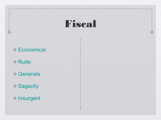 Fiscal
Economical
Rude
Generate
Sagacity
Insurgent
 