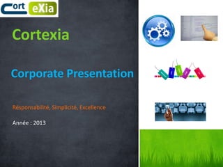 Cortexia
Corporate Presentation
Résponsabilité, Simplicité, Excellence
Année : 2013

 