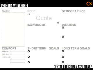 CENTRE FOR CITIZEN EXPERIENCE
PERSONA WORKSHEET
Quote
 