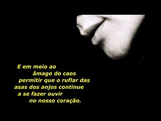 E em meio ao  âmago do caos permitir que o ruflar das asas dos anjos continue  a se fazer ouvir  no nosso coração.   