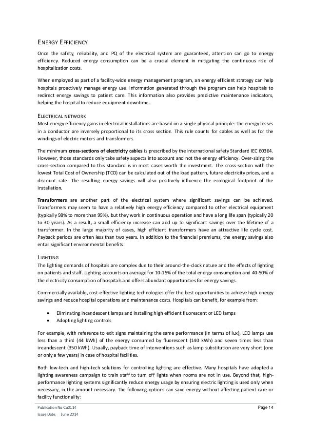 Electricity systems for hospitals