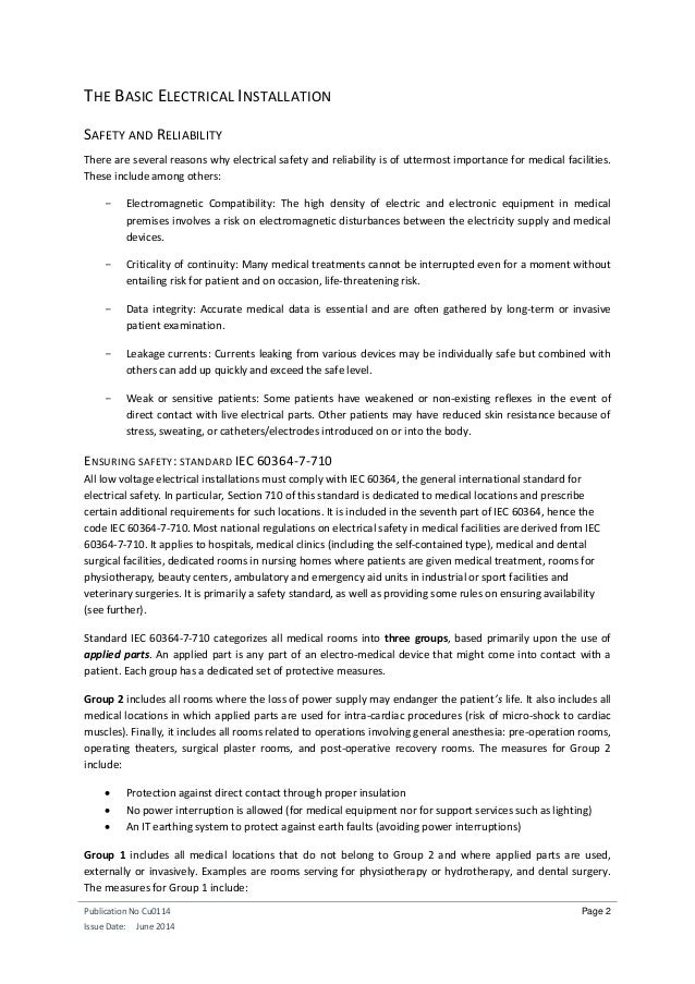 Electricity systems for hospitals