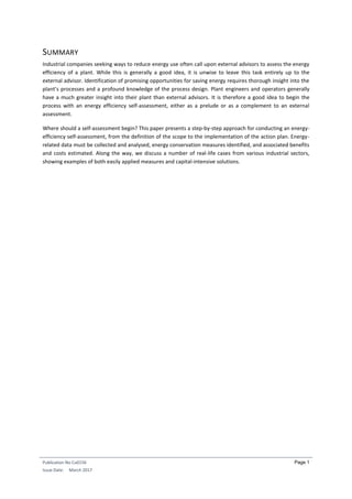 Energy efficiency self assessment in industry | PDF