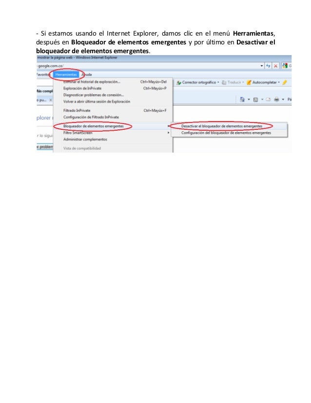 Ventanas emergentes explorer - donde esta el bloqueador de ventanas emergentes