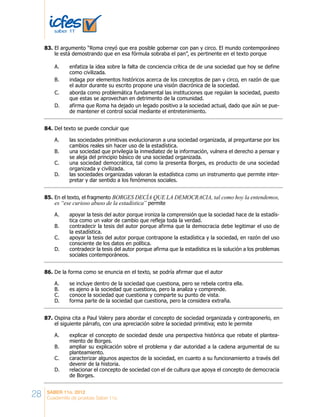 Cuadernillo de entrenamiento ICFES saber 11 preguntas y respuestas | PDF