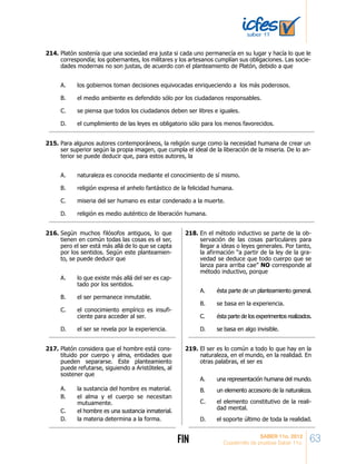 Cuadernillo de entrenamiento ICFES saber 11 preguntas y respuestas | PDF